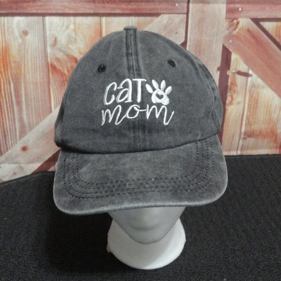 Cat Mom Embroidered Paw and heat ball cap~NWOT~adjustable~cotton~cat lov… - Picture 1 of 5